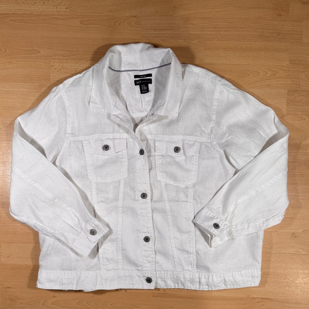JNY Jones New York Women's White Linen Jacket